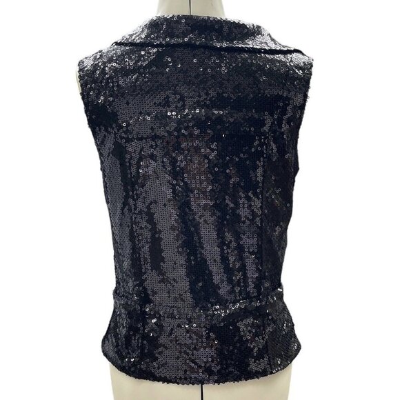NATALIE DANCE WEAR Sequined Vest w/Lapels & Belt Women's S/Med Black Theater NWT - Picture 2 of 16